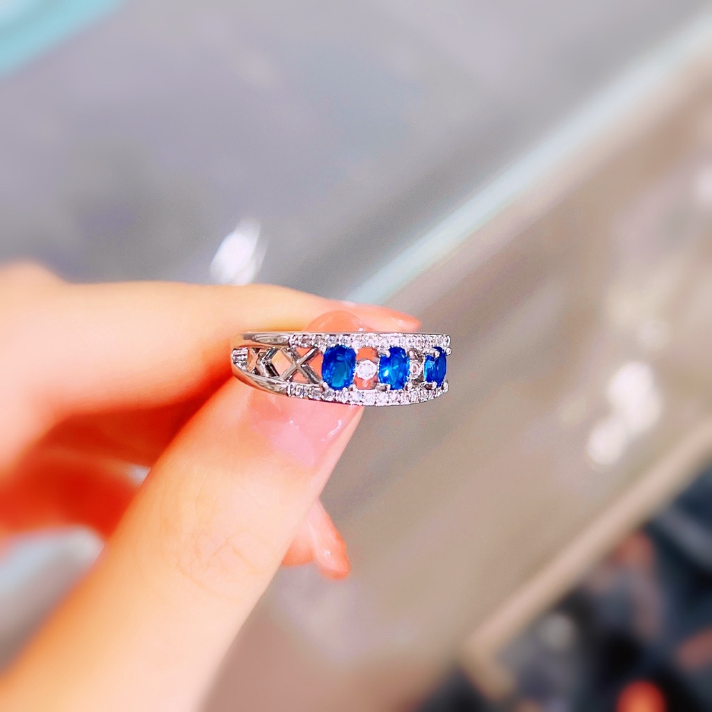 Nhẫn Bạc 925 Đính Đá Sapphire Sang Trọng