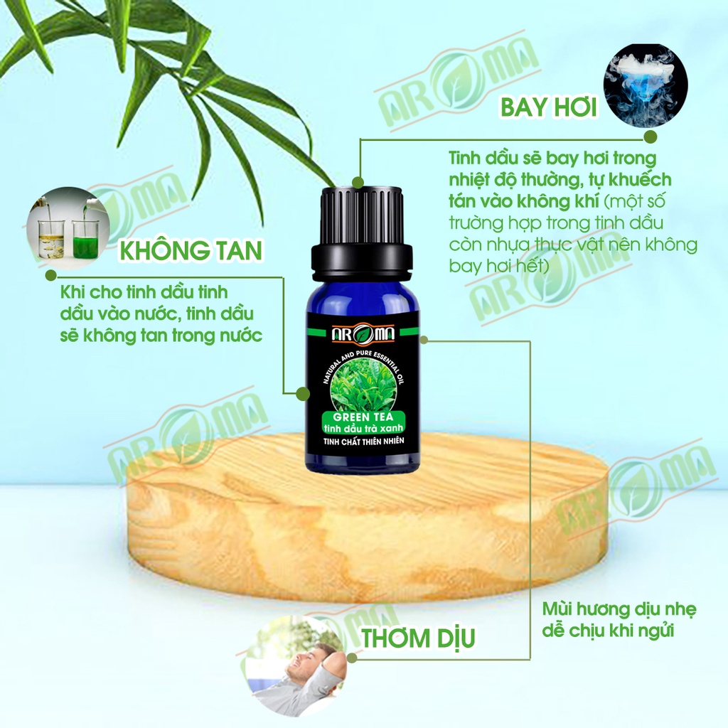 [Mã LIFEXANH03 giảm 10% đơn 500K] Tinh dầu Trà Xanh Green Tea AROMA, tinh dầu thơm phòng, sáng da, sạch mụn