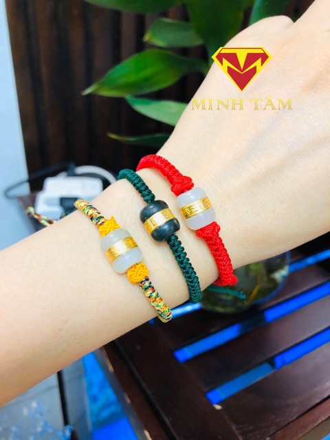 Vòng tay lu thống Bạch Ngọc may mắn✨Lu thống Bạch ngọc dây tết may mắn-Minh Tâm Jewelry