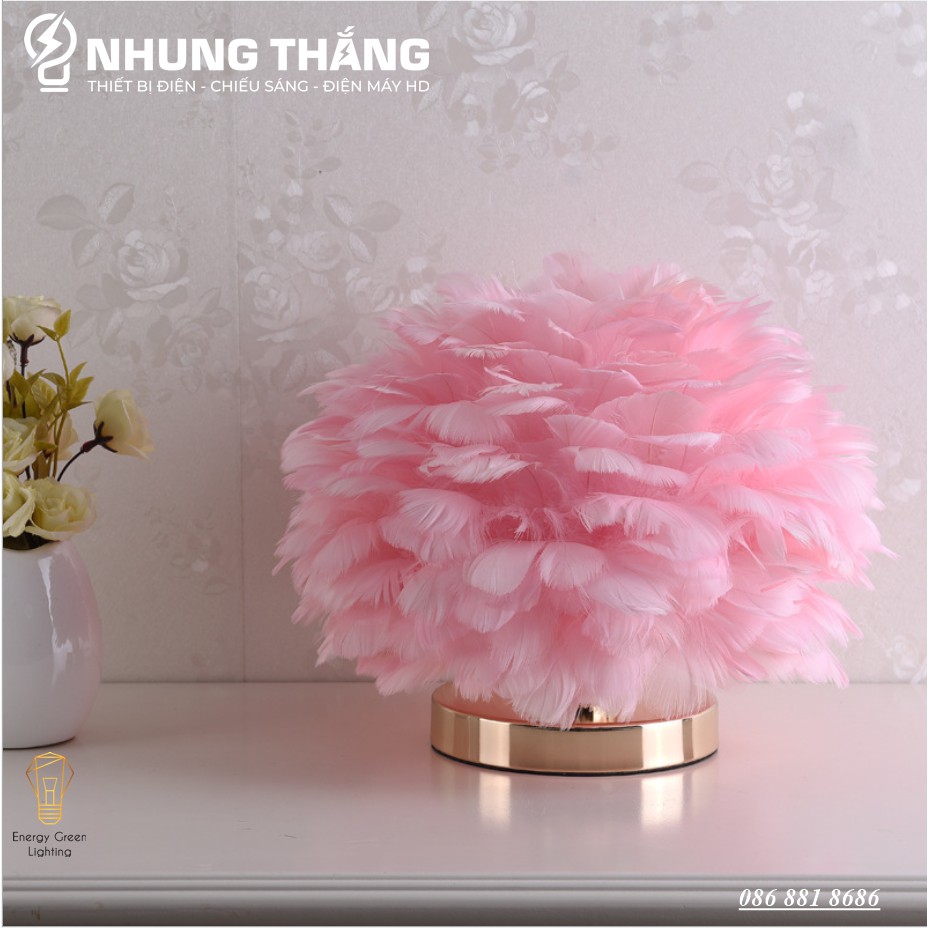 Đèn Bàn Lông Vũ RH-307 Kiểu Dáng Hiện Đại,Sang Trọng - 3 Màu Sắc Thanh Lịch - Tặng Kèm 1 Bóng Led 3 Chế Độ Ánh Sáng