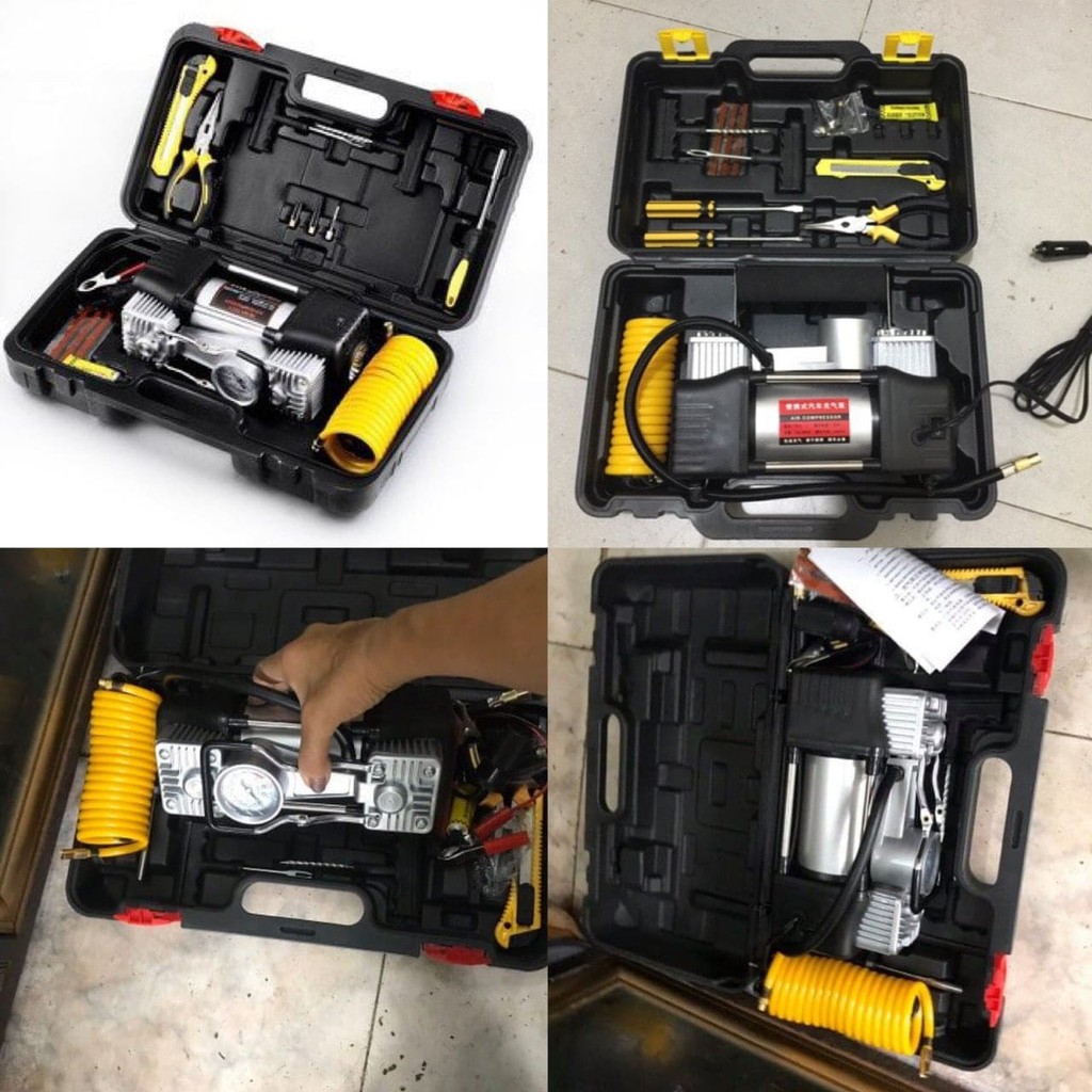 Bơm  Ô Tô 2 Piston Xylanh AIR COMPRESSOR Công Suất Lớn Siêu Khỏe Siêu Nhanh - Máy Bơm Lốp Xe Hơi 12v