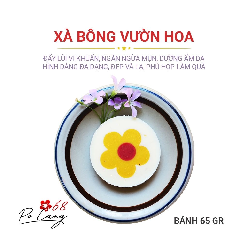 [CHÍNH HÃNG] [Chính Hãng] Xà Bông Thiên Nhiên Vườn Hoa Đẩy Lùi Vi Khuẩn Dưỡng Ẩm Làn Da Bánh 65Gr - Pơ Lang | BigBuy360 - bigbuy360.vn