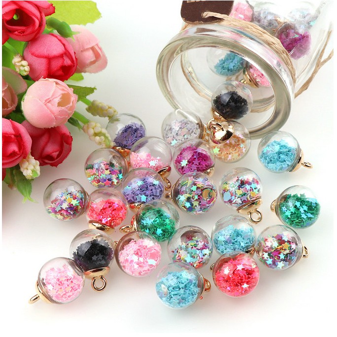 Set 5 quả cầu thủy tinh trong suốt 16mm dùng làm trang sức thủ công