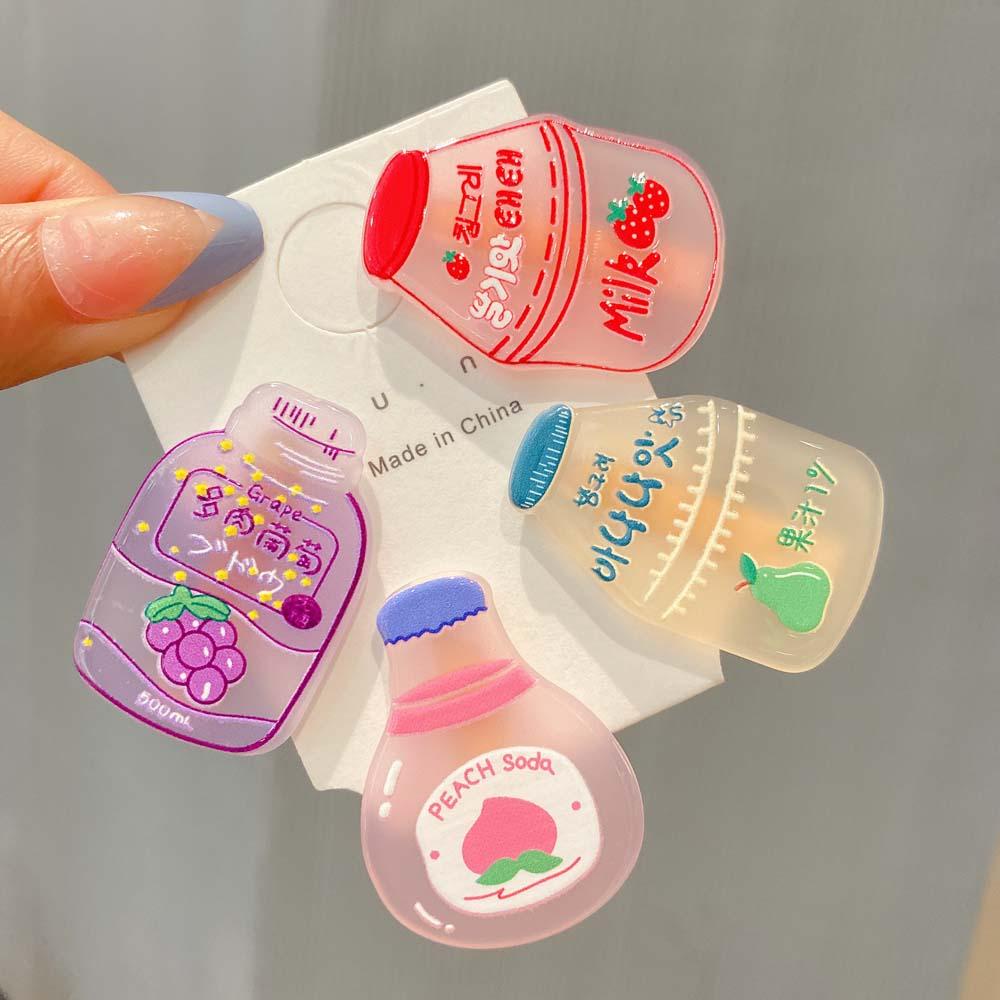 FORBETTER Kẹp Tóc Hình Bình Sữa Bằng Nhựa Resin Phong Cách Hàn Quốc Xinh Xắn Cho