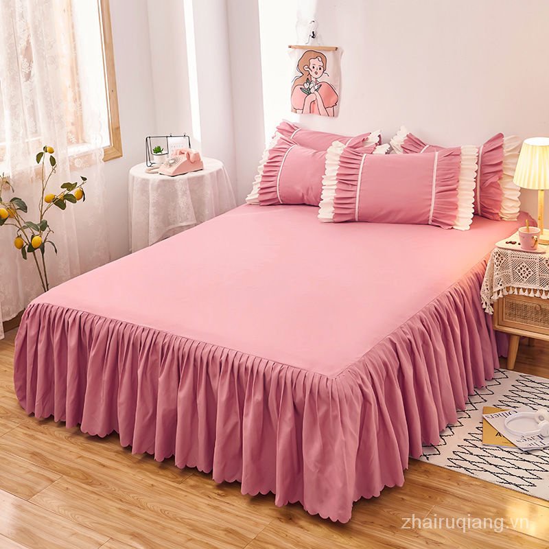 Spot Váy Phủ Quanh Cạnh Giường Màu Trơn Chống Trượt Phong Cách Hàn Quốc Mới R0T9 | BigBuy360 - bigbuy360.vn