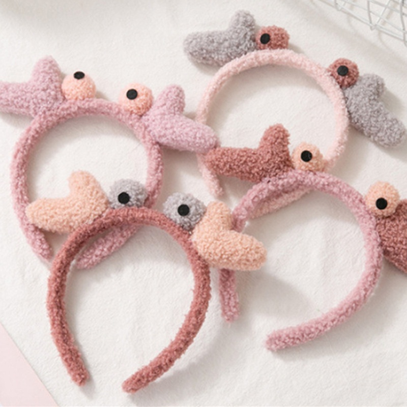 Băng Đô Cài Tóc Rửa Mặt / Trang Điểm Hình Sừng Hươu Bằng Vải Bông Mềm Mại Dùng Hóa Trang / Chụp