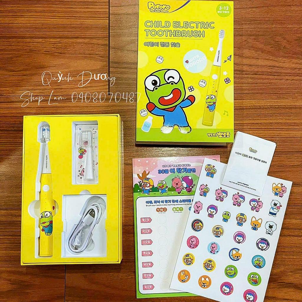 Set bàn chải điện Pororo cho bé Hàn Quốc