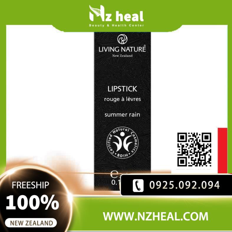 [Hỏa tốc] Son Môi Organic Màu Hồng Mận Living Nature Lipstick Rain 07