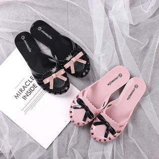 { ORDER} Dép nhựa nữ bít mũi đính nơ