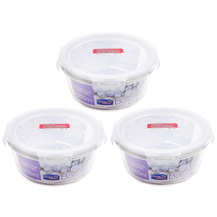 Combo 3 Hộp thủy tinh cao cấp Lock&Lock Boroseal LLG861 950ml