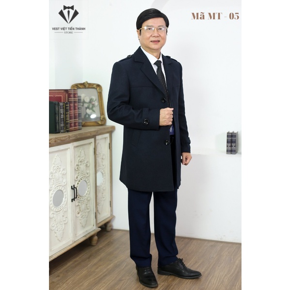 Áo măng tô nam trung tuổi dạ lông cừu nhập khẩu hàn quốc cao cấp vest việt tiến thành