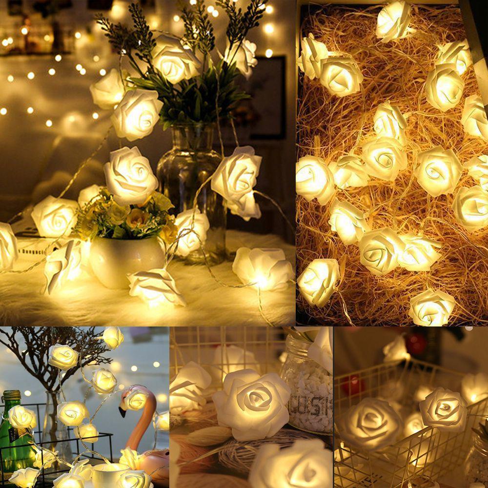 Dây Đèn Led 10 / 20 Bóng Hình Hoa Hồng Trang Trí Tiệc Cưới / Giáng Sinh