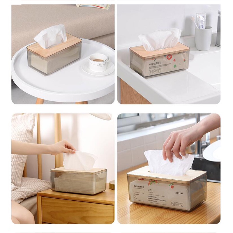 Hộp đựng khăn giấy thiết kế trong suốt tiện dụng cho gia đình