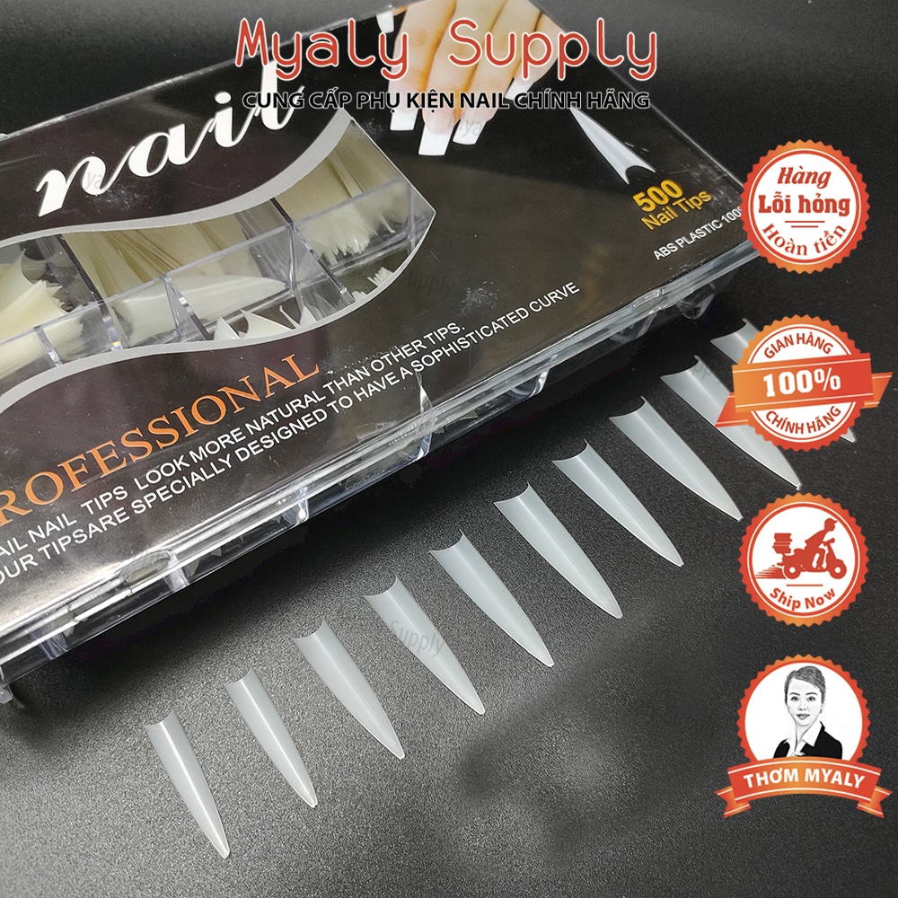 Móng Nối Form Nhọn Dài Trong Đục 500 Móng