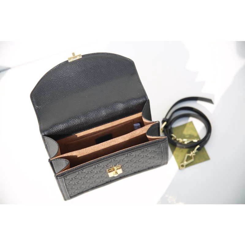 Túi xách nữ Ophidia da bò dập logo GG Sz25cm lót da lộn kèm code sang chảnh fullbox