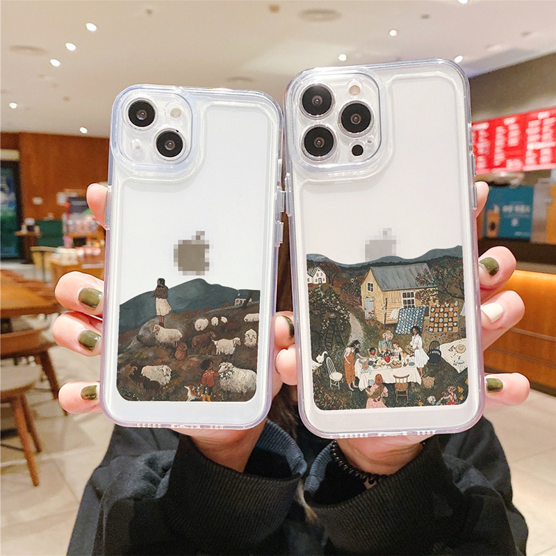 Ốp lưng iphone Ốp điện thoại SUNTAIHO bằng silicon in hình tranh sơn dầu thích hợp cho iPhone 11 Pro 13 12 Pro Max XS Max X XR 7 8 Plus