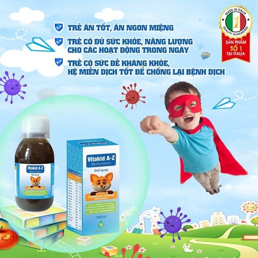 Vitamin tổng hợp Vitakid A-Z Multivitamin Bổ sung các vitamin và khoáng chất Giúp bồi bổ sức khỏe tăng cường thể lực