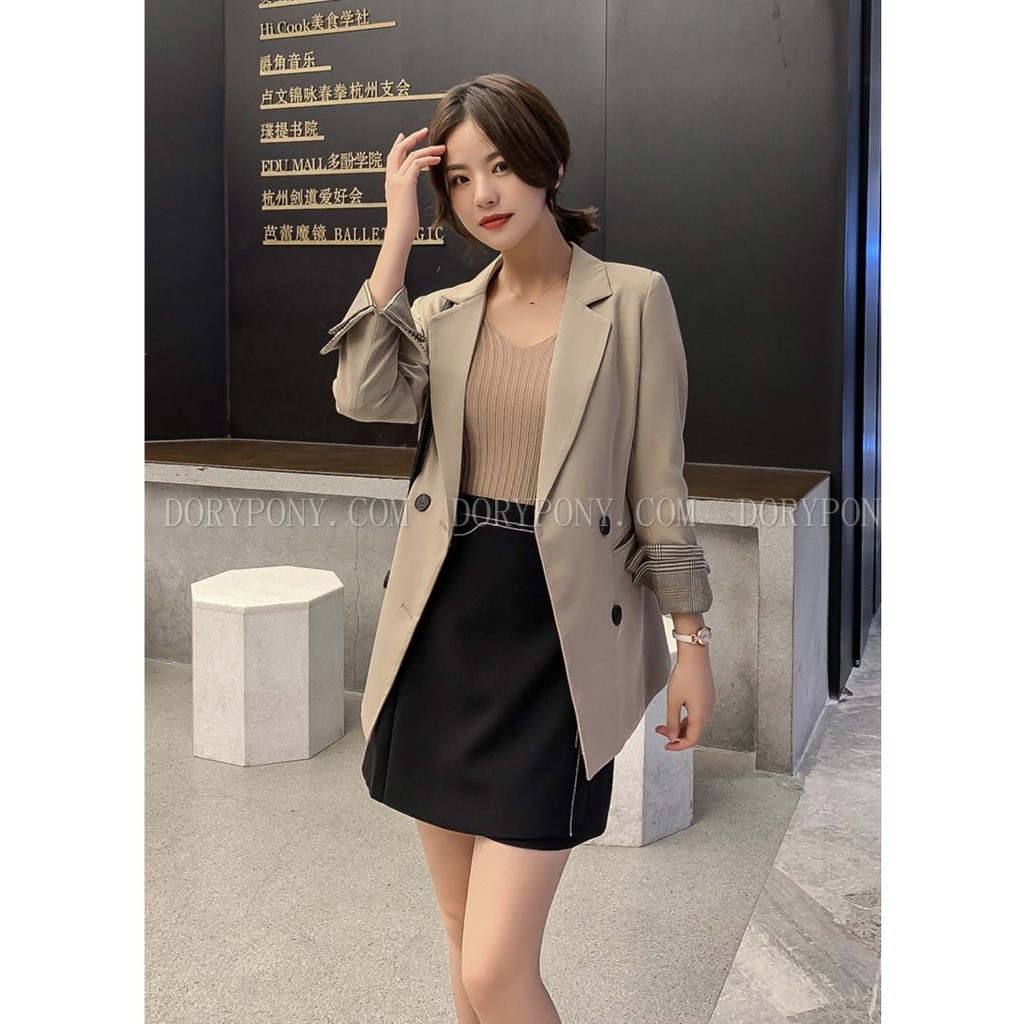 [Ảnh thực tế + Video 2 màu] - Áo BLAZER TRƠN TAY KẺ DORYPONY KALA SLIM FIT SUIT– AK052 (Giá siêu tốt) - 2 màu