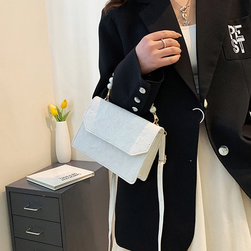 Túi đeo chéo IELGY họa tiết hoa đính ngọc trai giả thời trang Hàn Quốc