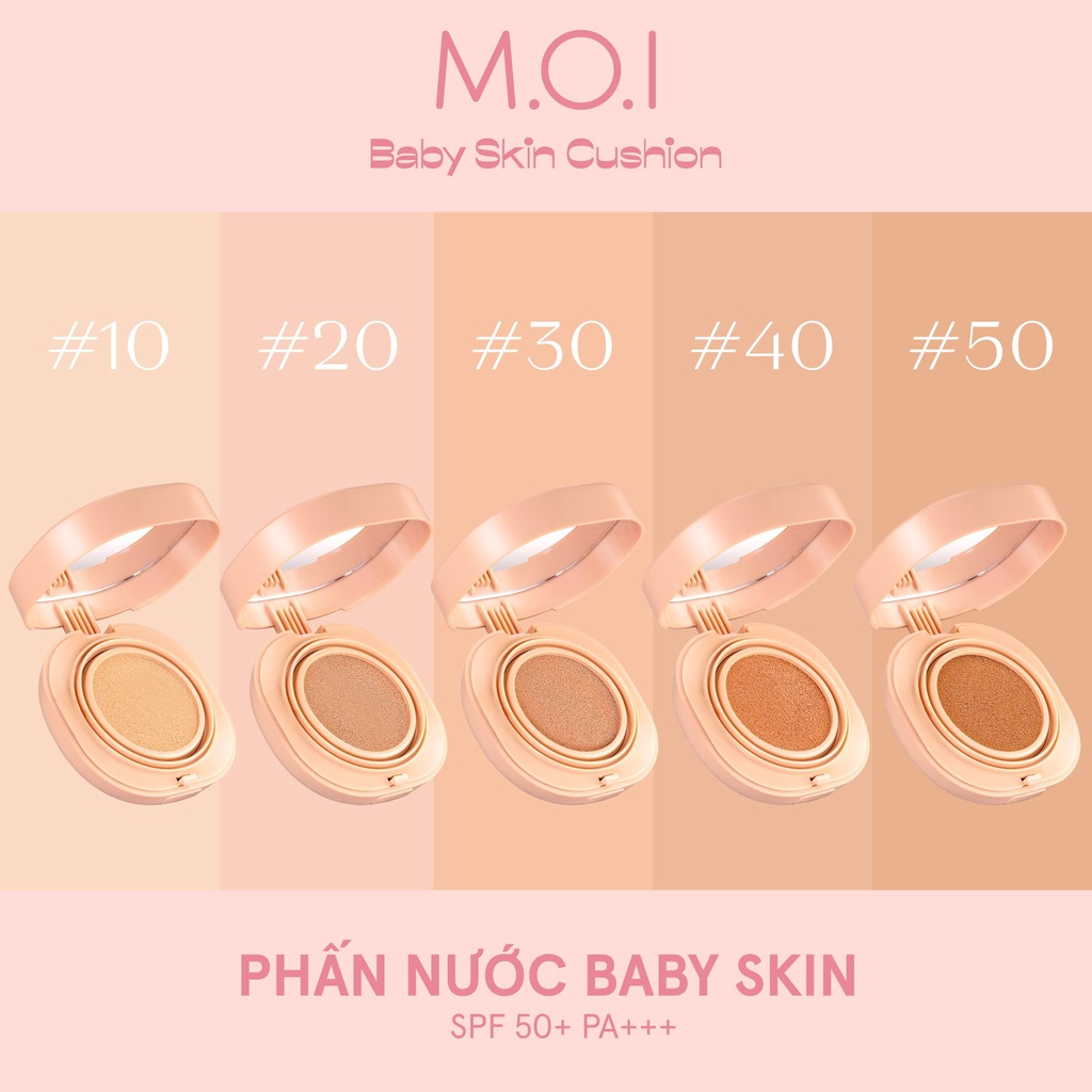 Phấn Nước Trang Điểm M.O.I Kiềm Dầu, Chống Nắng và Che Phủ 5M Baby Skin Cushion 90g
