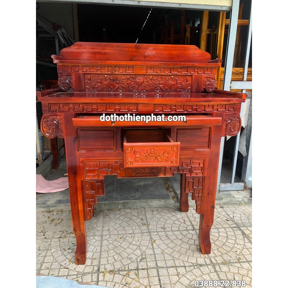 Bàn thờ gia  tiên 107x127 gỗ tràm hàng xịn  2 tầng mẫu mới rất đẹp