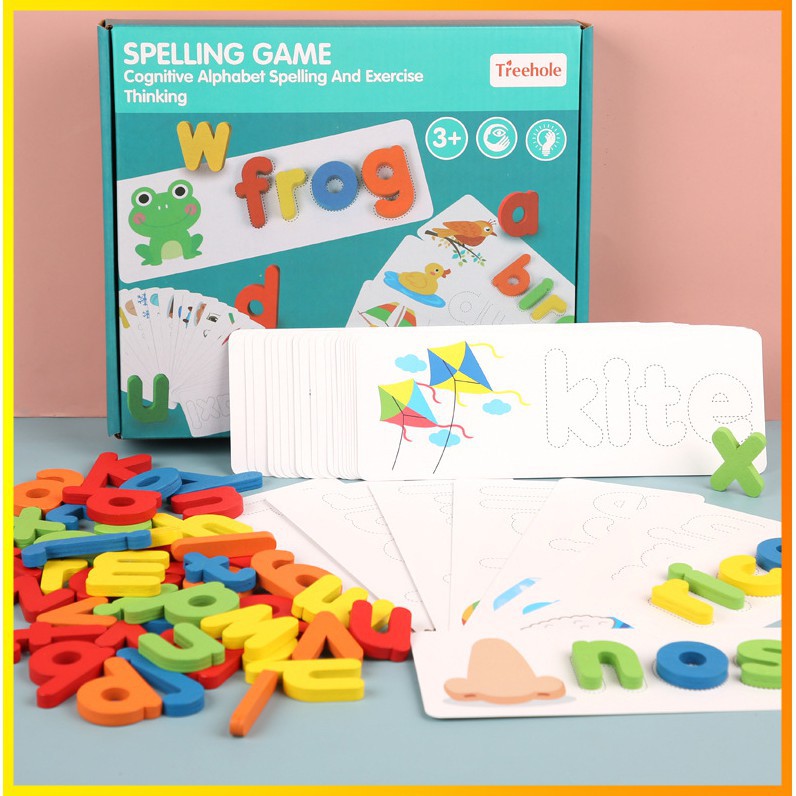 Bộ chữ cái, ghép chữ tiếng anh spelling game thẻ học thông minh cho bé