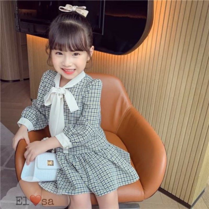 Váy bé gái - VÁY KẺ CA RÔ NƠ DỄ THƯƠNG CHO BÉ 1-5 TUỔI ĐI HỌC, ĐI CHƠI