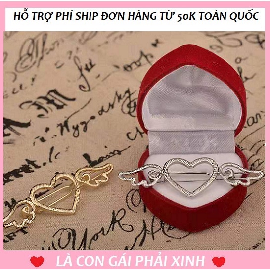 Kẹp tóc đính hình trái tim thiên thần cho các bạn nữ