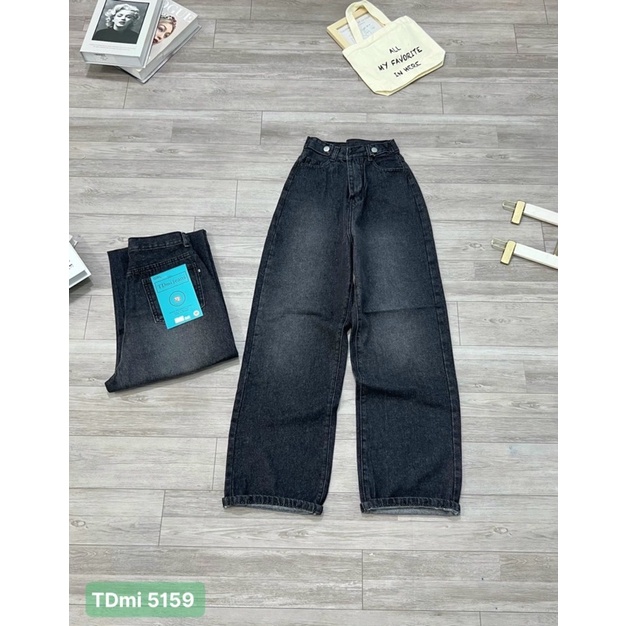 Quần Jeans Ống Suông TDMI lưng siêu cao rách kiểu