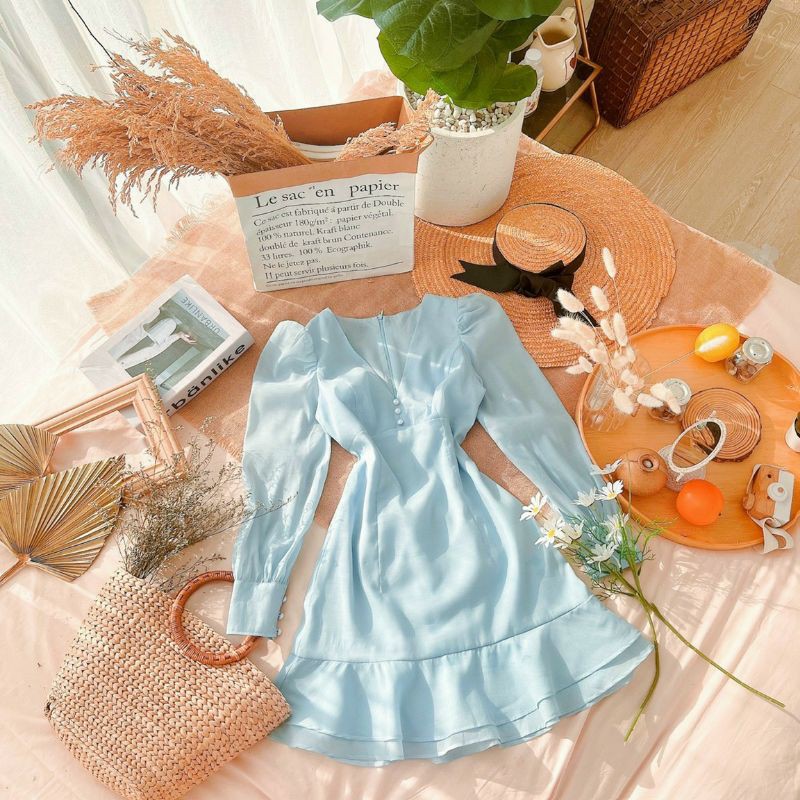 Đầm dự tiệc chất tơ đuôi cá đính hạt