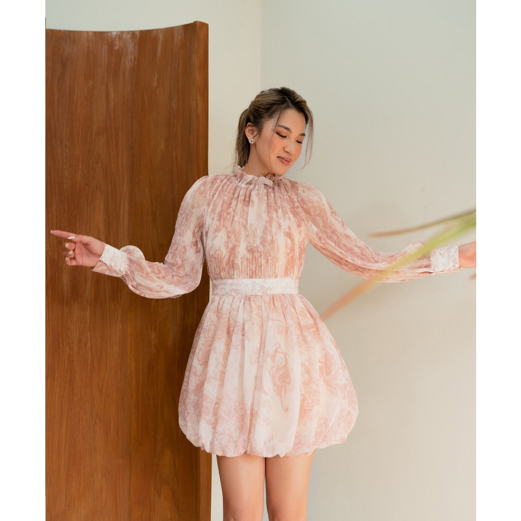 Des Fleurs - Váy dáng bí Rosie Long Sleeve Sheer Puff