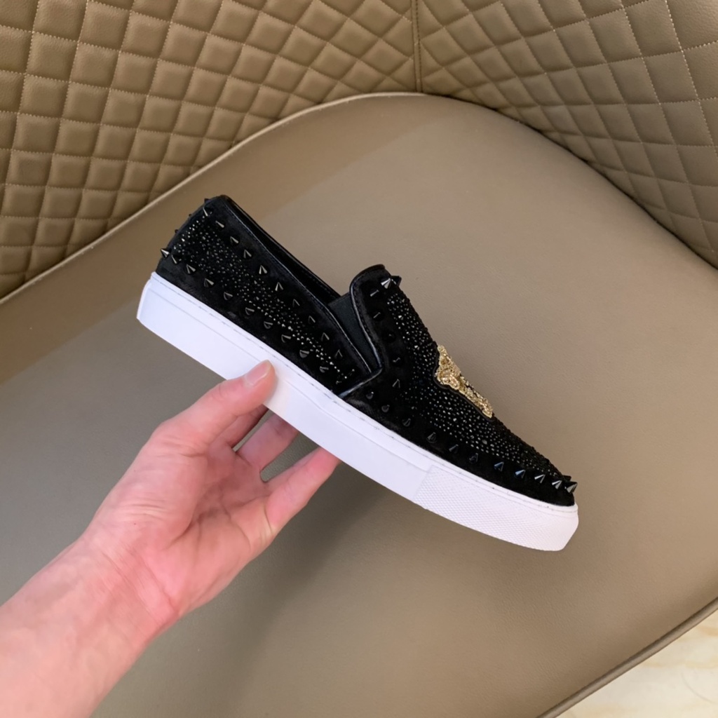 Giày nam lười da thật cao cấp VERSACE thiết kế cá tính với họa tiết đinh tán nổi bật