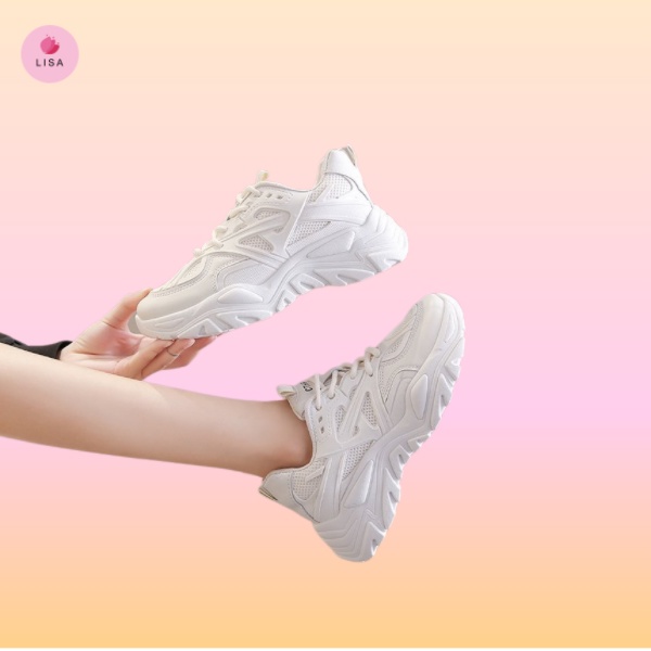 Giày Sneaker Nữ, Giày Thể Thao Nữ Độn Đế Cao 5p, Phối Lưới, Đế Răng Cưa, Dáng Năng Động, TREX M64