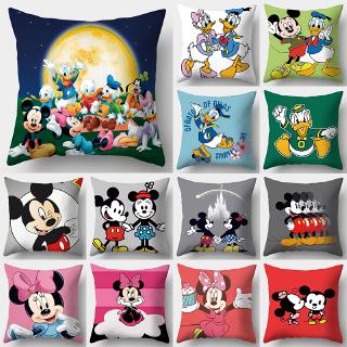 Vỏ Bọc Gối Hình Vuông Bằng Sợi Polyester In Họa Tiết Hoạt Hình Mickey & Vịt Donald Trang Trí Nhà Cửa