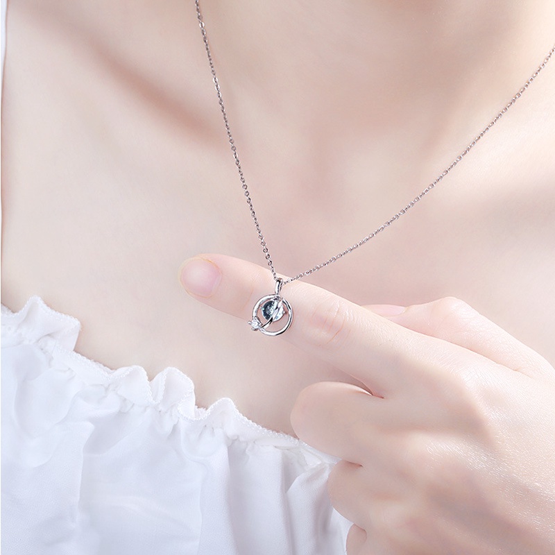 Vòng cổ Mặt Hình Chìa Khóa Đính Đá Pha Lê Xanh Dương Thời Trang Cho Nữ