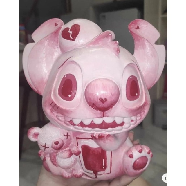 Tượng thạch cao tô màu Stitch ôm gấu size XXL cao cấp