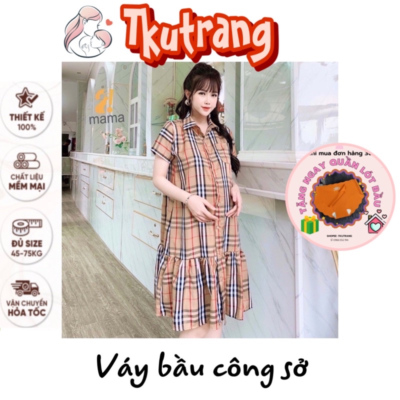 [Xả kho]Váy bầu Đầm bầu cao cấp thiết kế sang chảnh mặc đi làm đi chơi đều đượcFree size 43~68kg