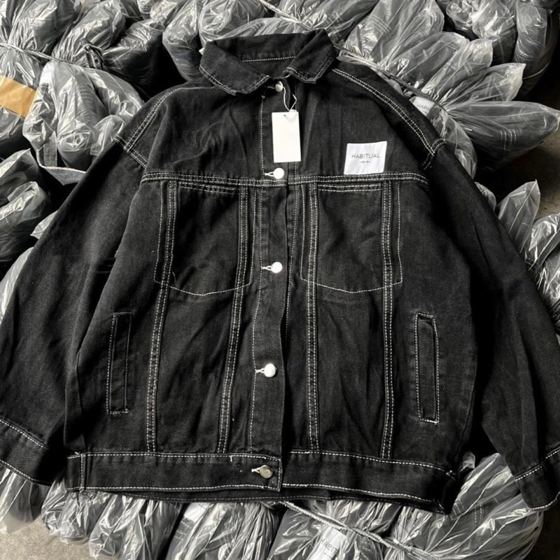 [Ảnh thật] ÁO KHOÁC JEANS ĐEN CÓ TAG