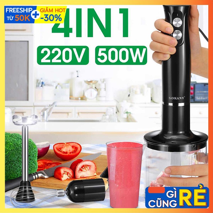 Máy xay sinh tố cầm tay đa năng 4 in 1 Chính hãng Sokany, xay đồ ăn dặm cho bé