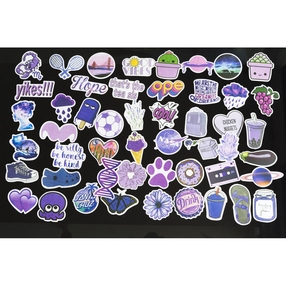 Bộ 50 sticker dán dễ thương VSCO, insta mẫu mới trang trí laptop, vali, xe máy, xe đạp, ván trượt, đàn, mũ bảo hiểm,...