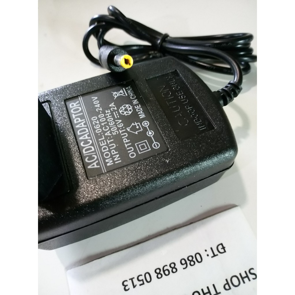 Bộ sạc Adapter AC - DC: 6V - 2A_Đầu Lớn - Chuẩn 4.0mm