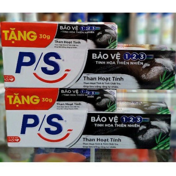 Kem đánh răng PS than hoạt tính 180g kèm quà tặng 30g