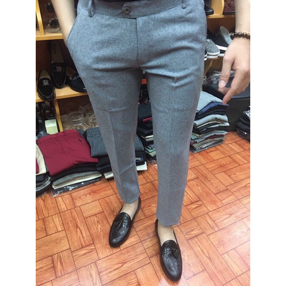Quần âu nam Xám Ngà (Màu Muối Tiêu) dáng ôm, quần tây nam vải không nhăn không bai