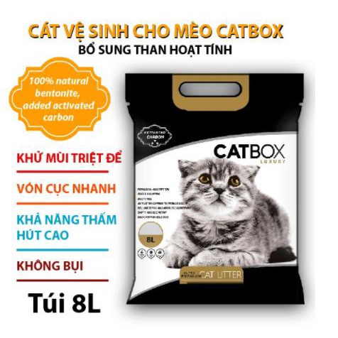 Cát vệ sinh cho mèo CATBOX Túi 16L, Bổ sung than hoạt tính khử mùi triệt để , thấm hút cao, vón cục nhanh