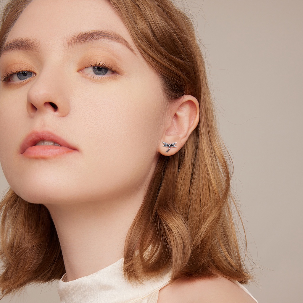 Bông tai BAMOER bạc 925 hình bướm thời trang dành cho nữ