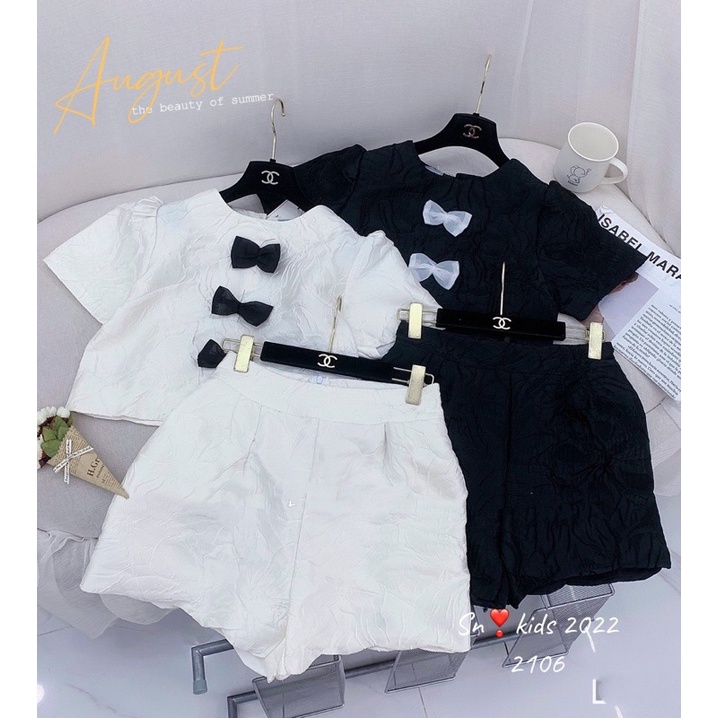 Set quần áo xốp 3 nơ cho bé gái