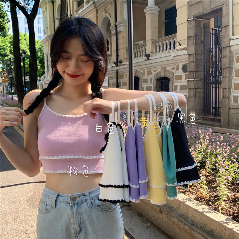 Áo croptop nữ dệt kim phong cách thời trang mùa hè cho phái nữ