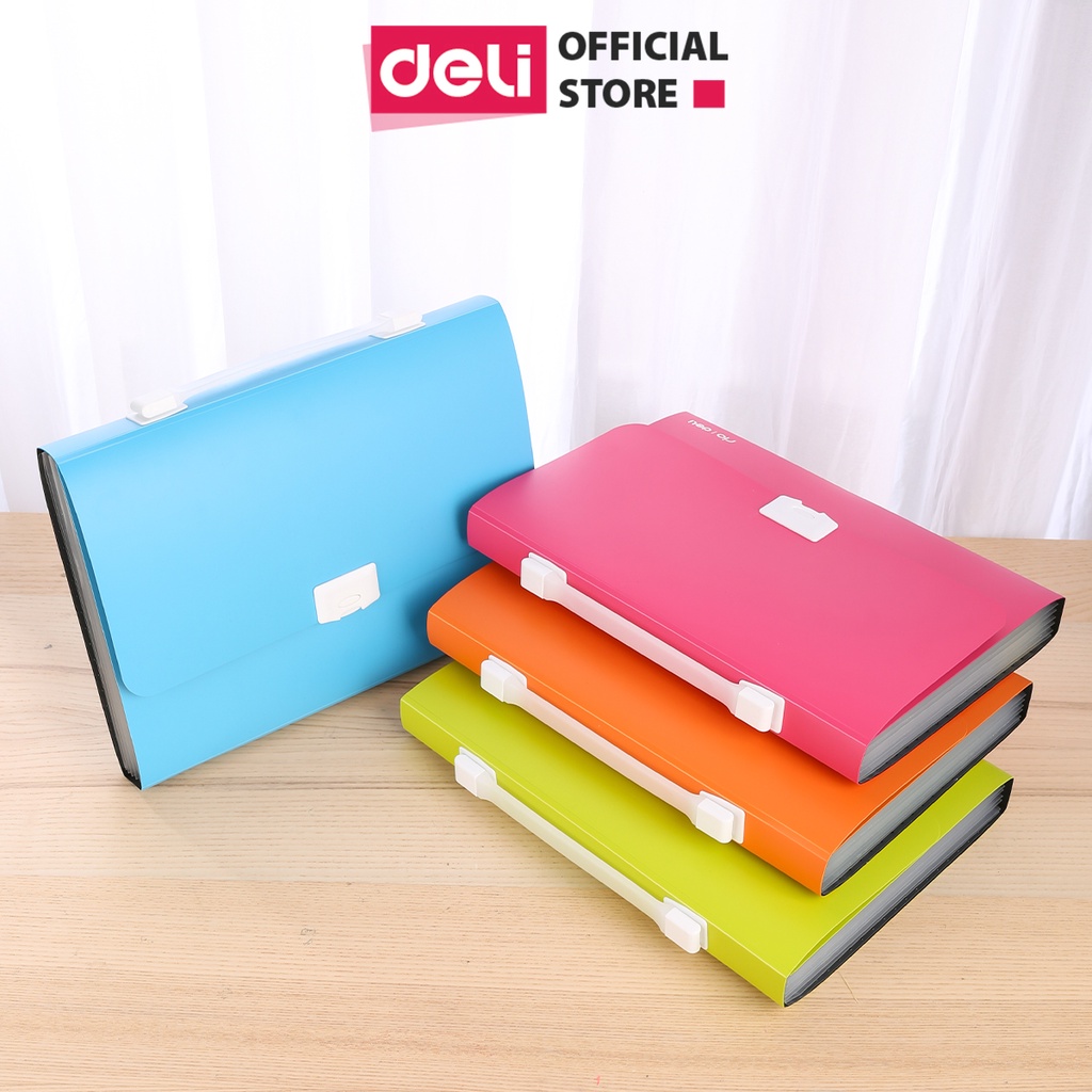 [LIFEMC02BPABAU -10% đơn 250K] Cặp A4 Nhựa 6 Ngăn Phân Trang Deli - 38125