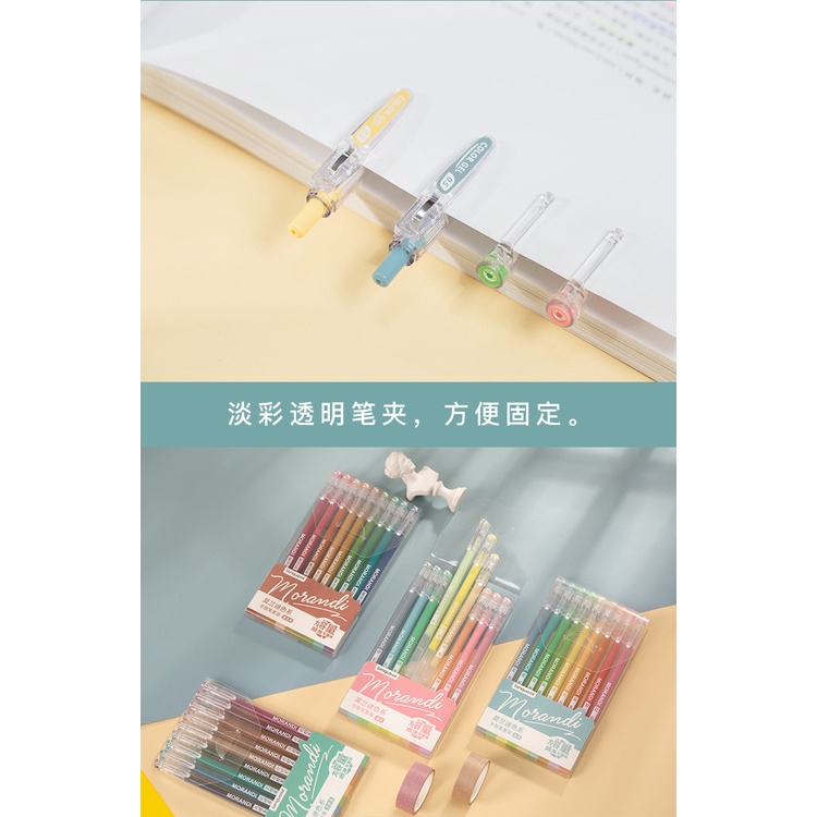 Bộ 9 bút mực gel nhiều màu sắc dung tích lớn 3 ngăn tiện dụng cho học sinh