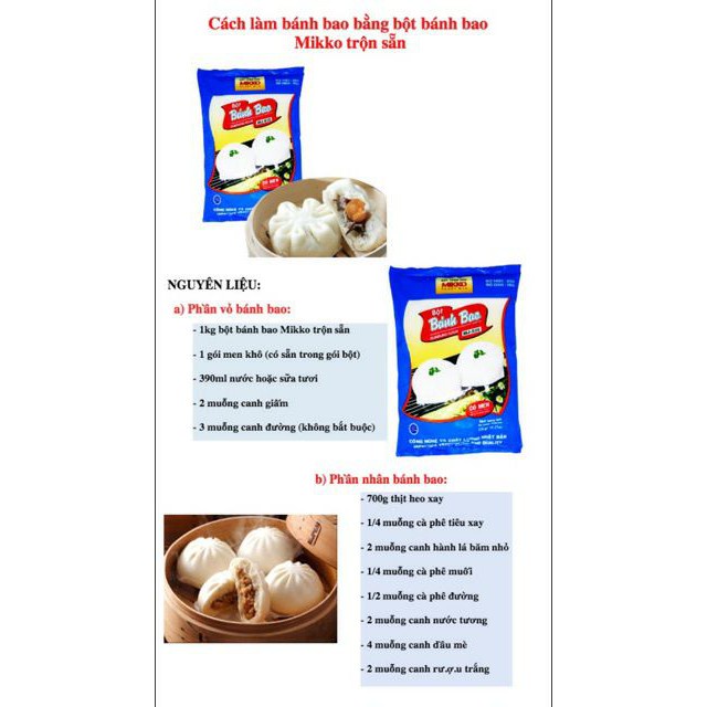 Bột bánh bao Mikko gói 1kg - Có men nở
